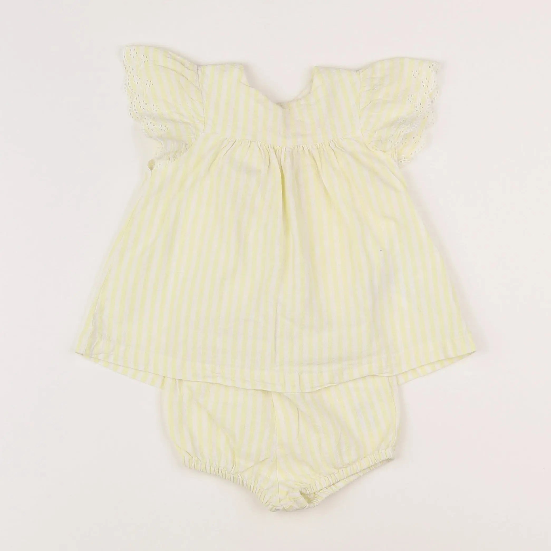 Vertbaudet - robe blanc, jaune - 3 mois
