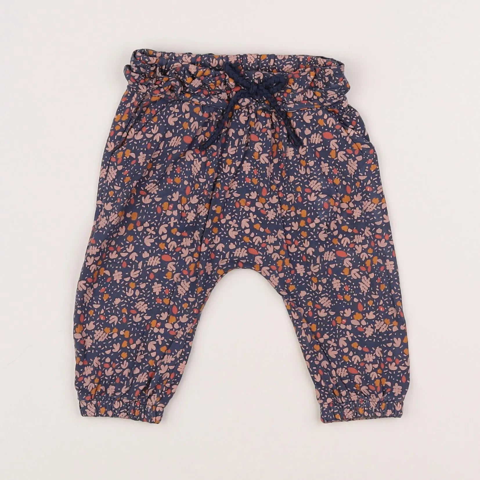 Vertbaudet - pantalon bleu, rose - 6 mois