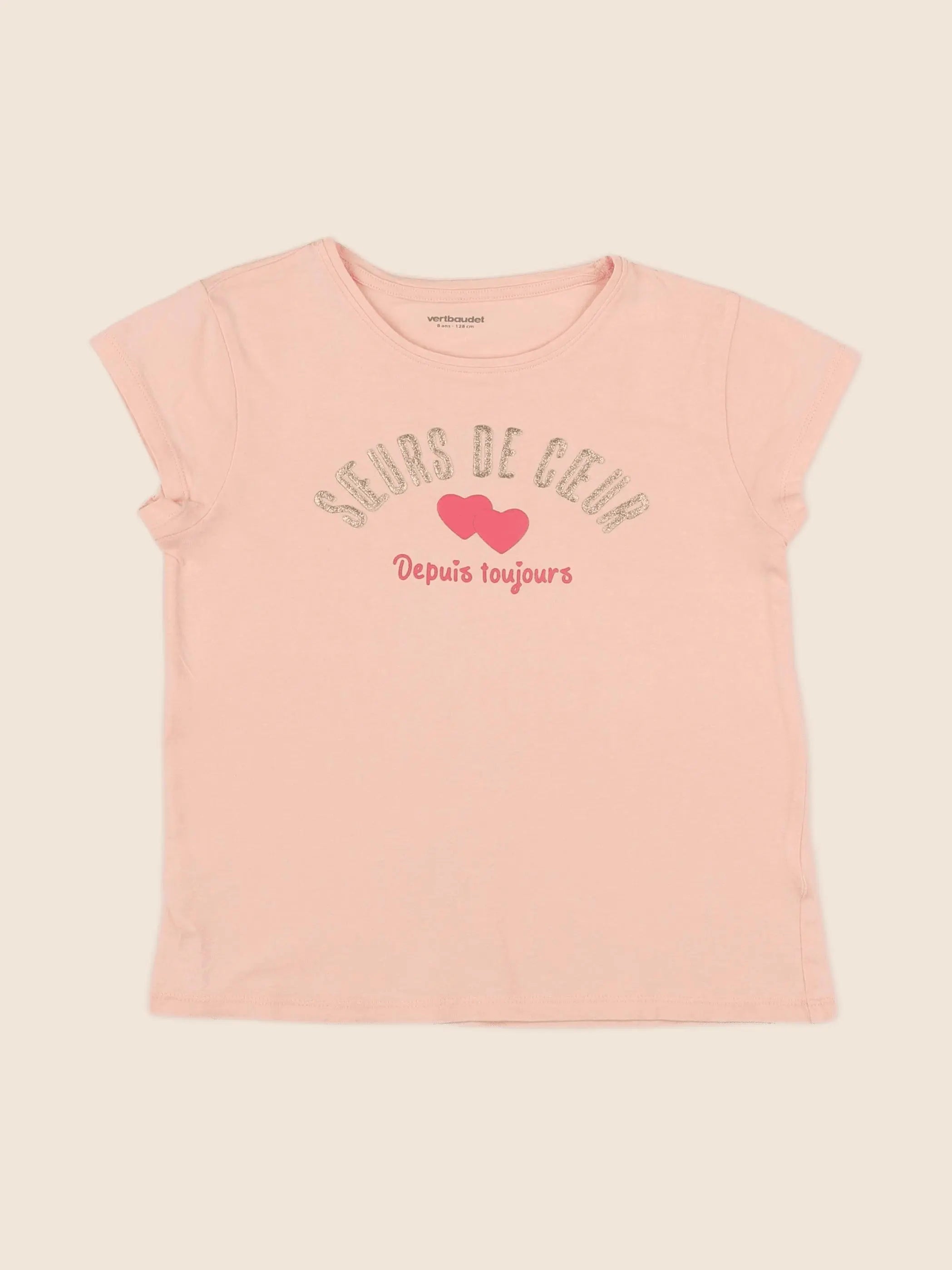 Vertbaudet - tee-shirt rose - 8 ans