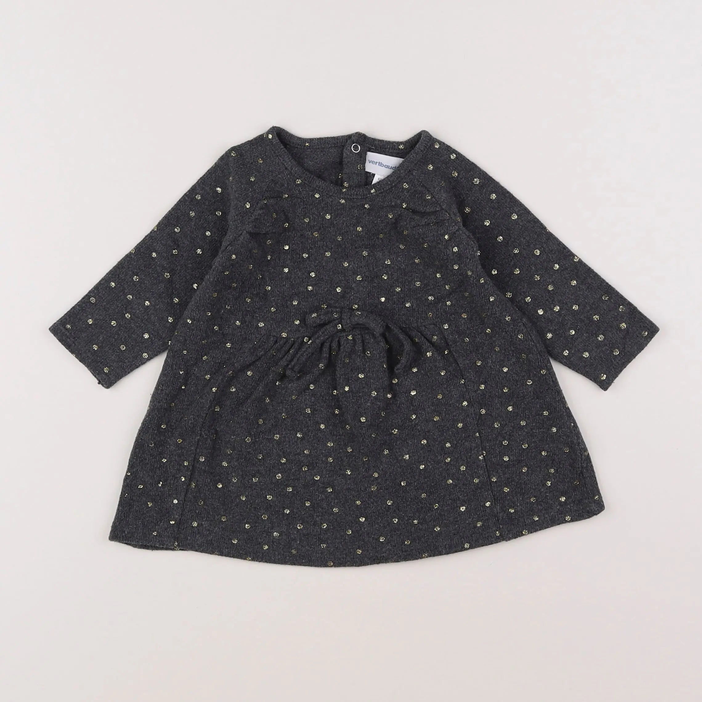 Vertbaudet - robe gris, or - 6 mois