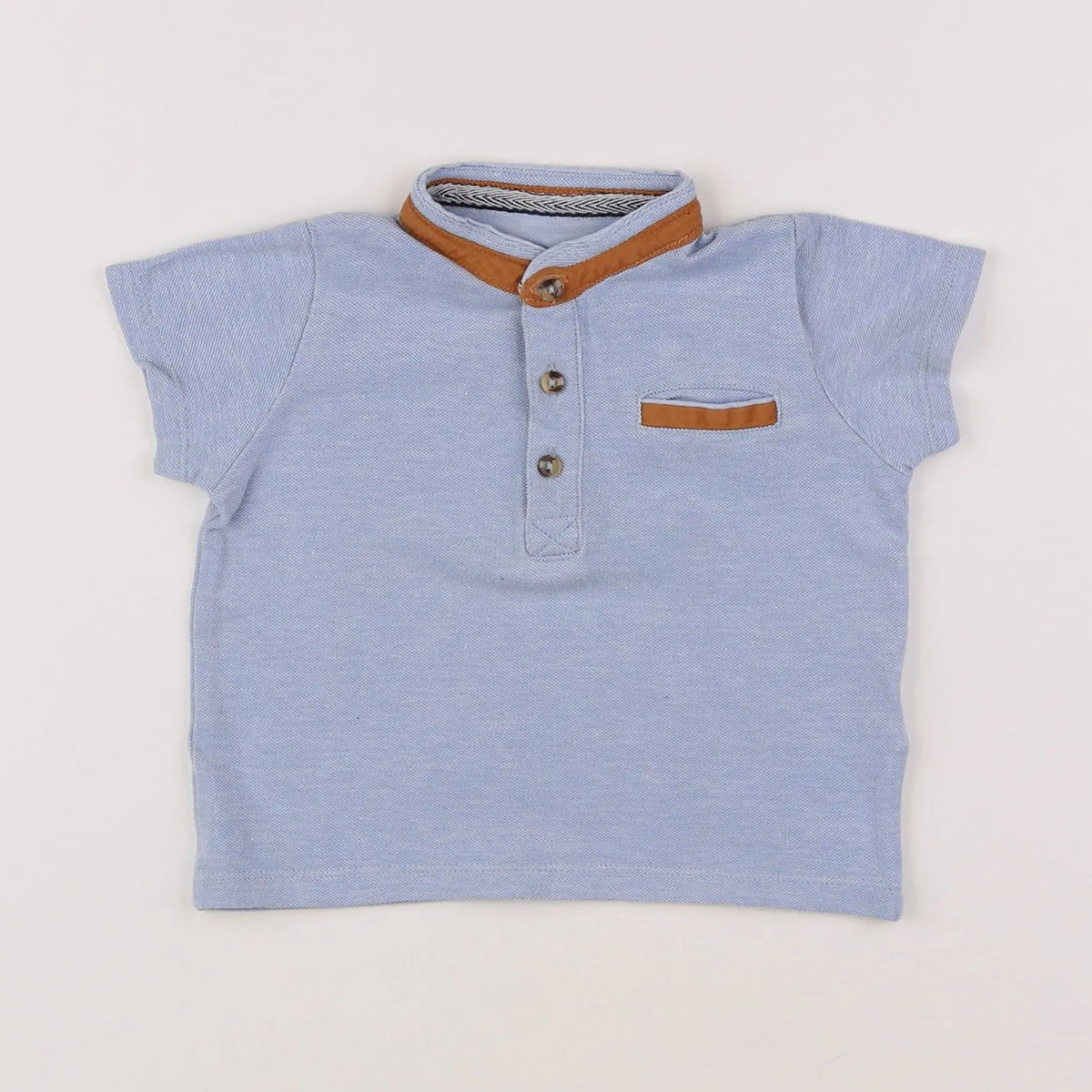 Vertbaudet - polo bleu - 12 mois