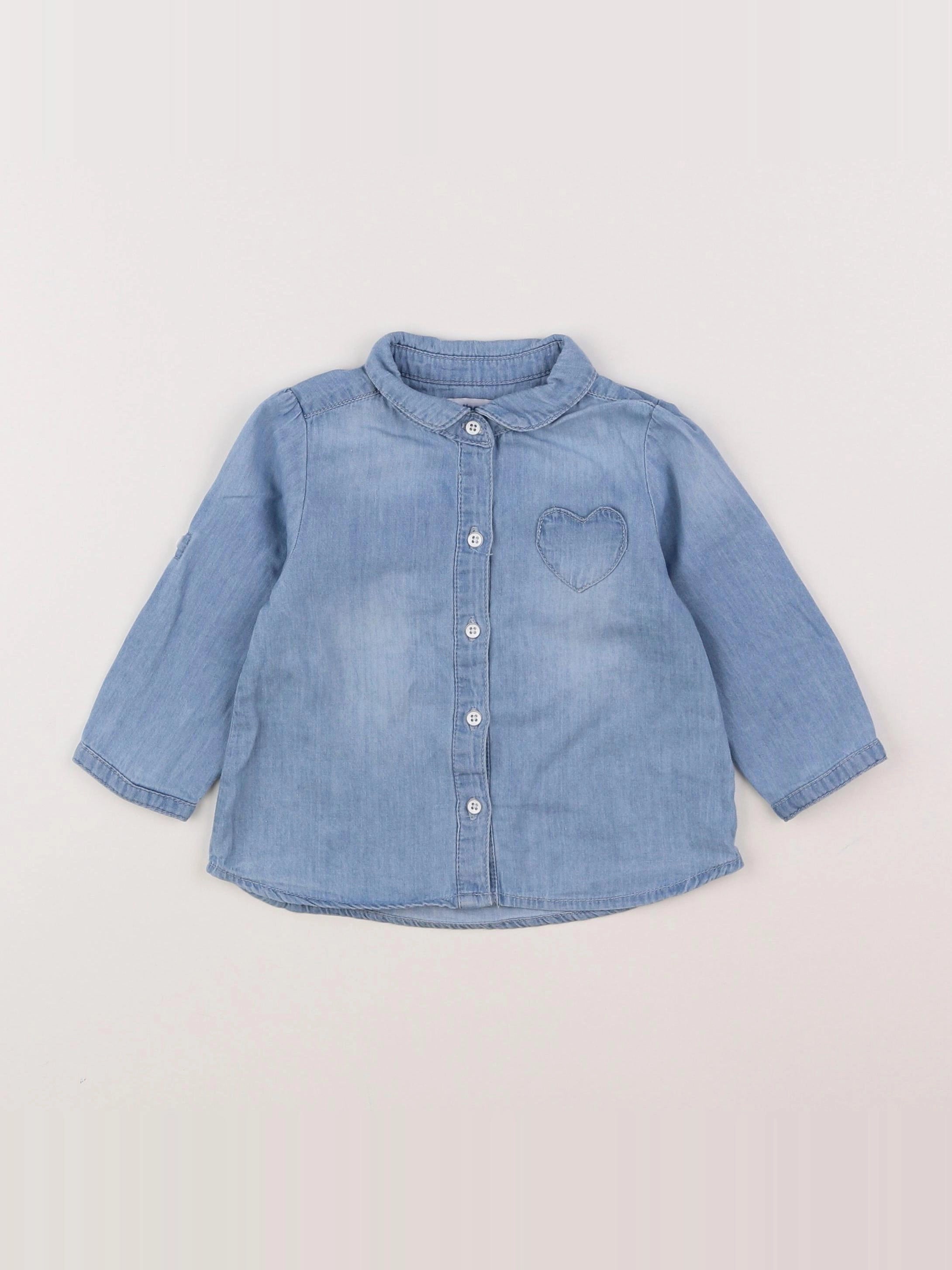 Vertbaudet - chemise bleu - 9 mois