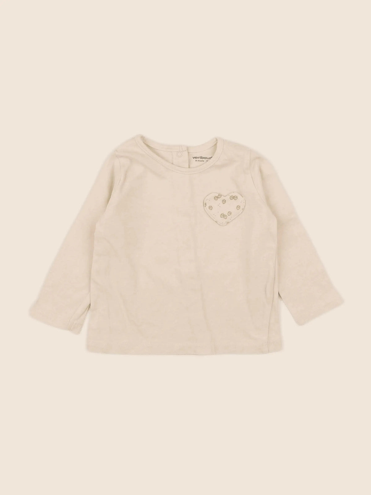 Vertbaudet - tee-shirt beige - 9 mois