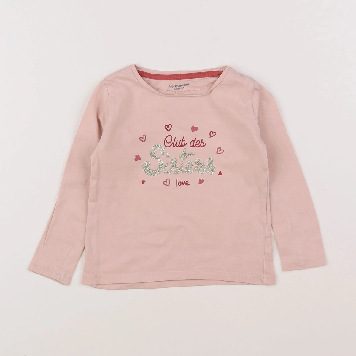 Vertbaudet - tee-shirt rose, or - 2 ans