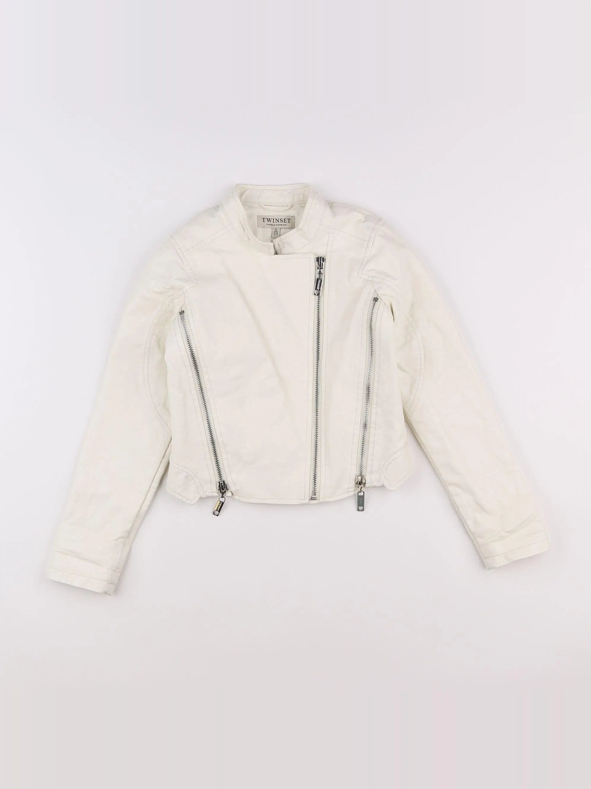 Twinset - veste simili cuir blanc - 8 ans