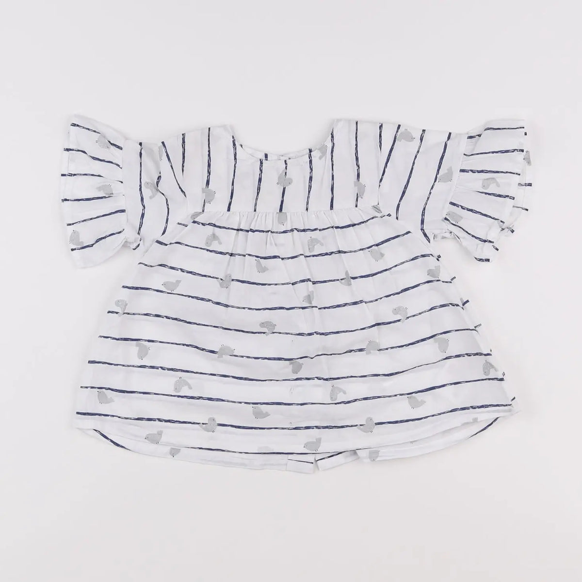 Vertbaudet - blouse blanc, bleu - 12 mois