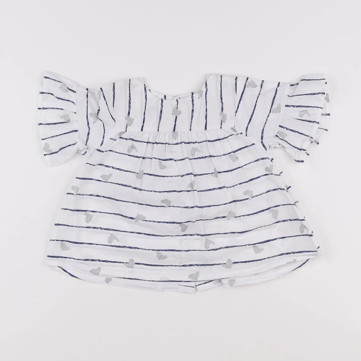 Vertbaudet - blouse blanc, bleu - 12 mois