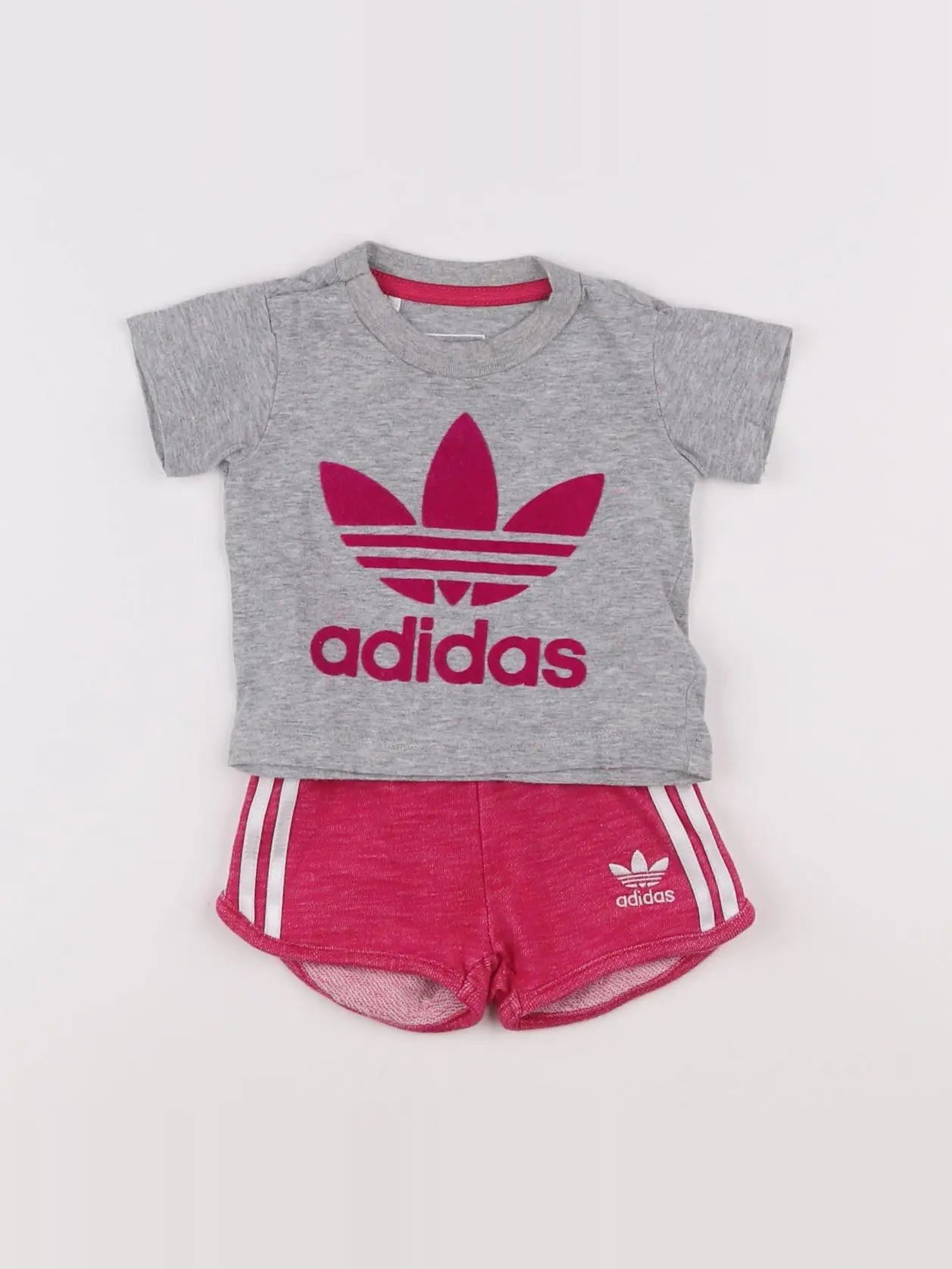 Adidas - ensemble gris, rose - 0/3 mois