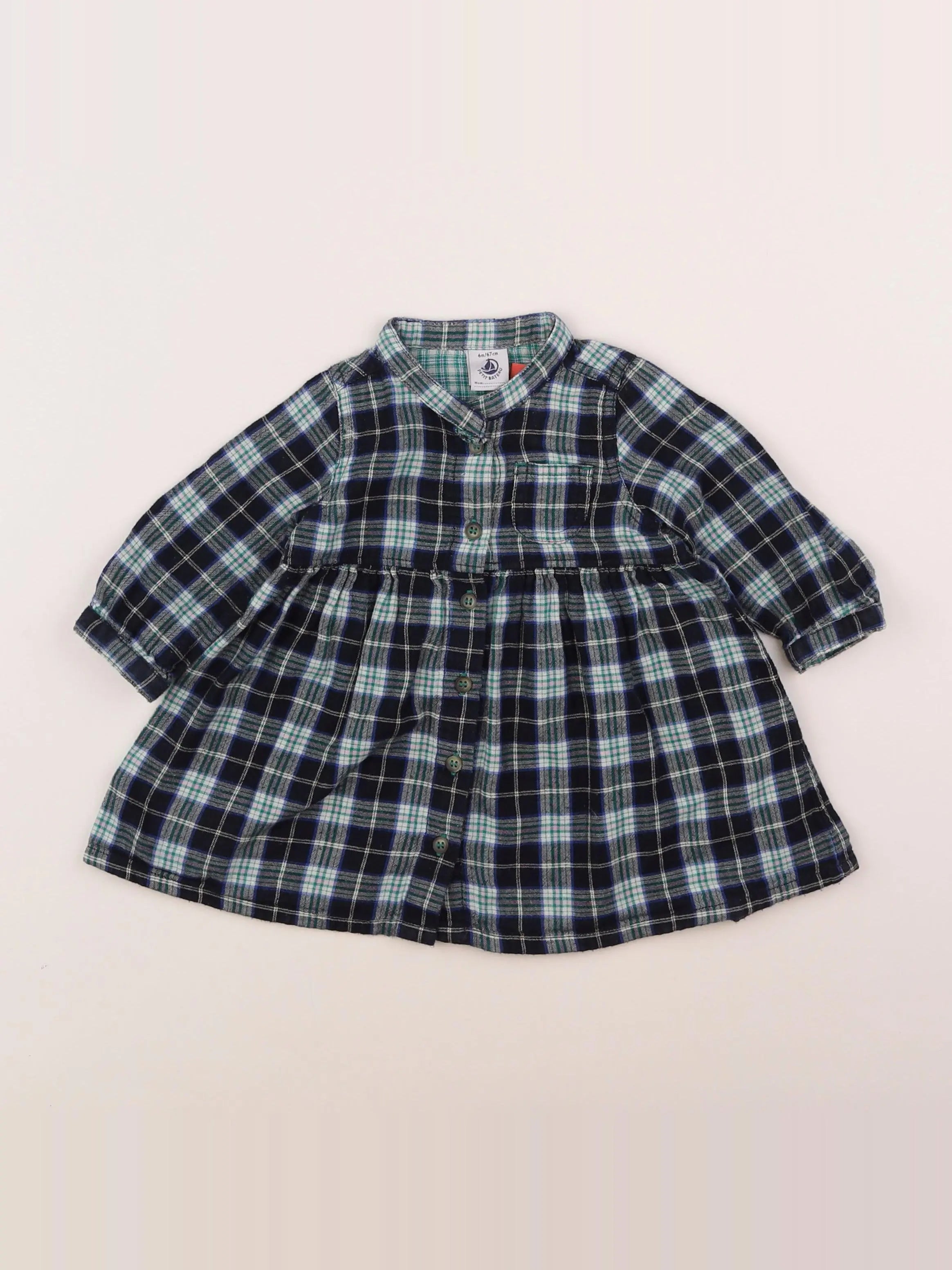 Petit Bateau - robe bleu - 6 mois