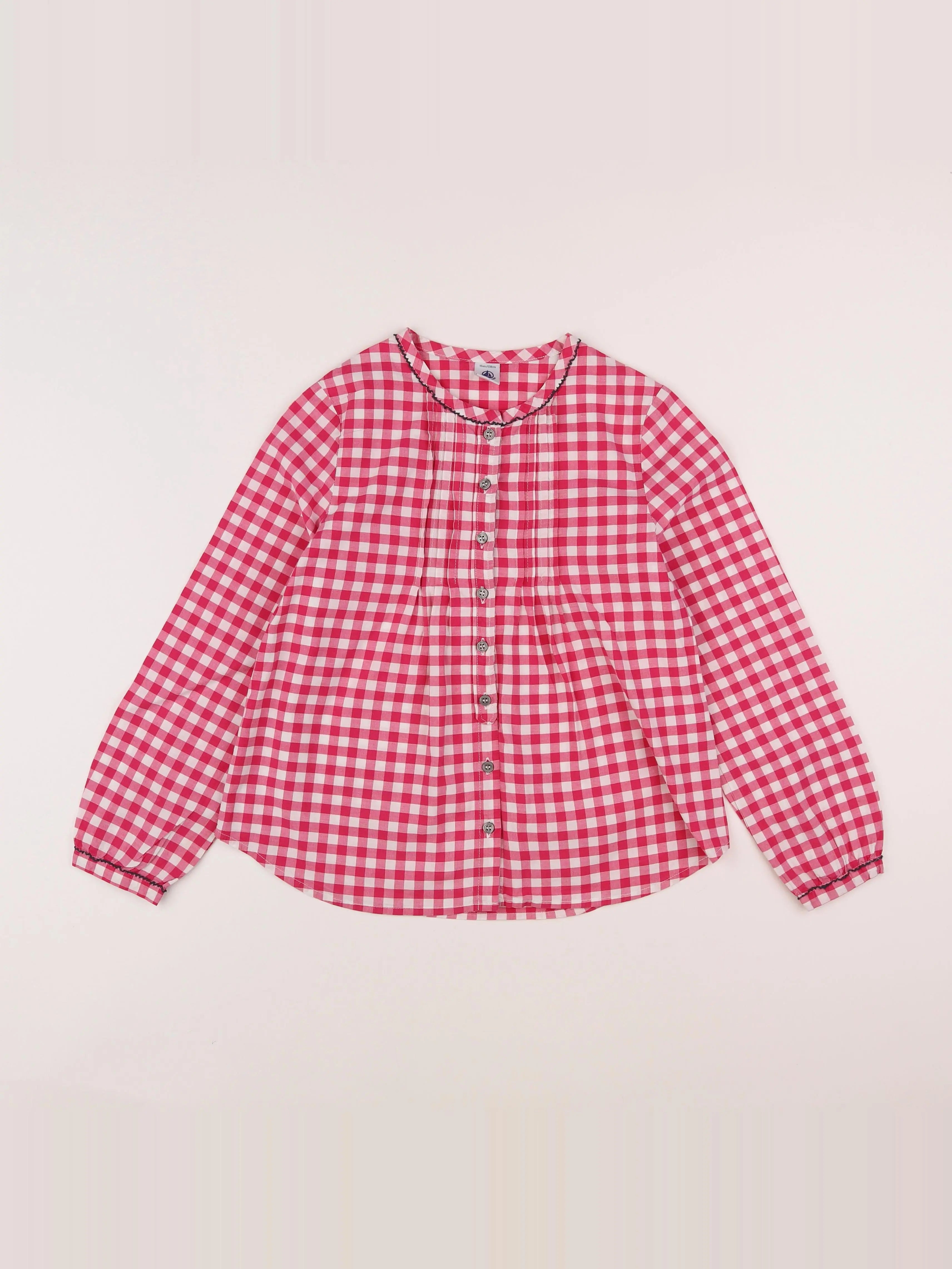 Petit Bateau - blouse blanc, rose - 10 ans