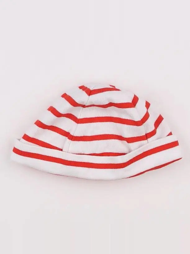 Petit Bateau - bonnet blanc, rouge - 12 mois