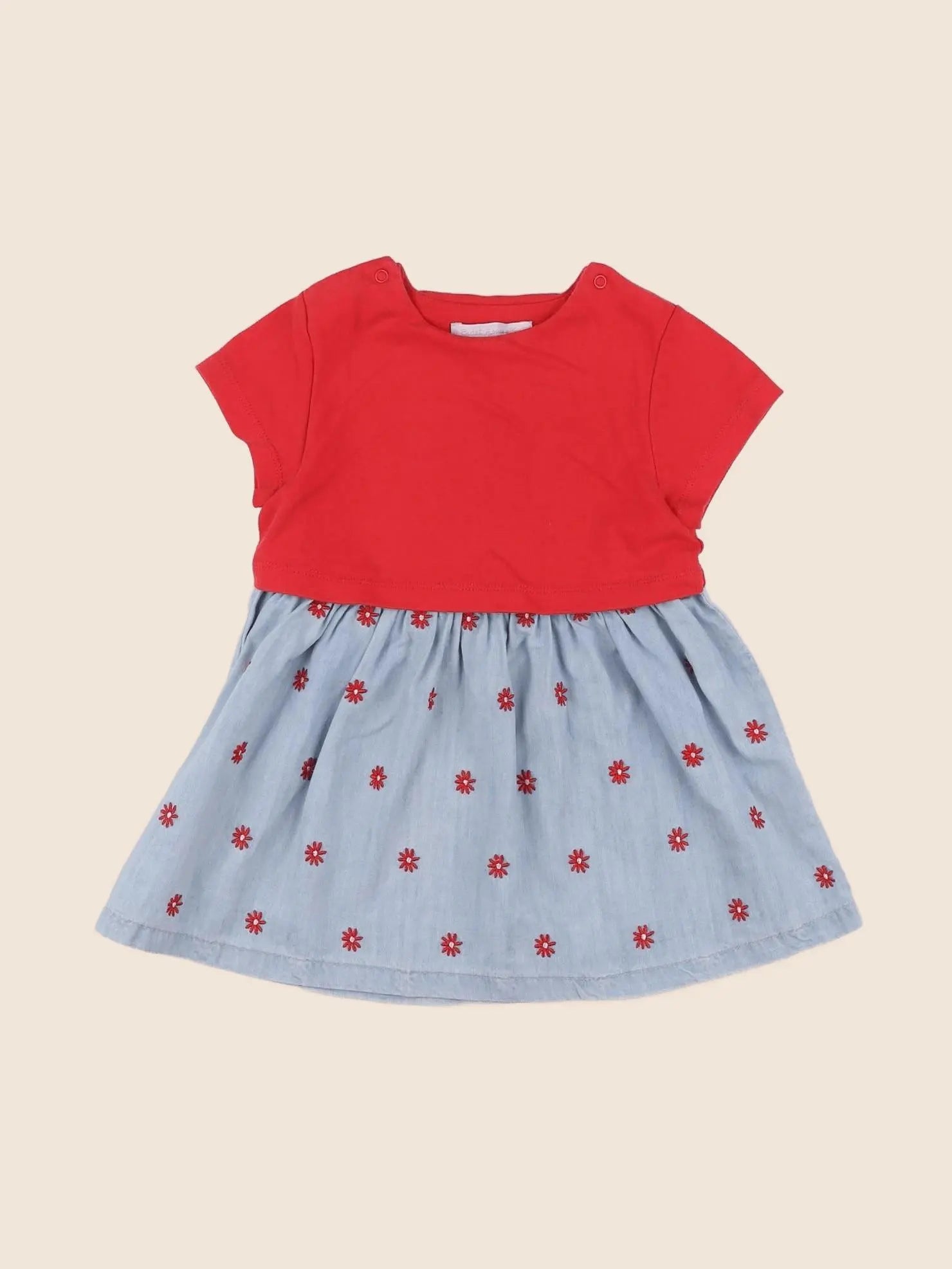 Cadet Rousselle - robe bleu, rouge - 12 mois