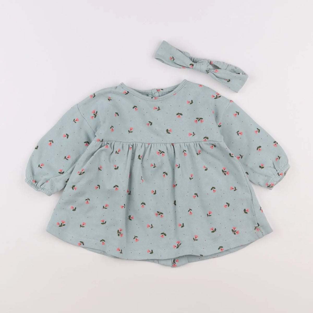 Vertbaudet - robe bleu, rose - 9 mois