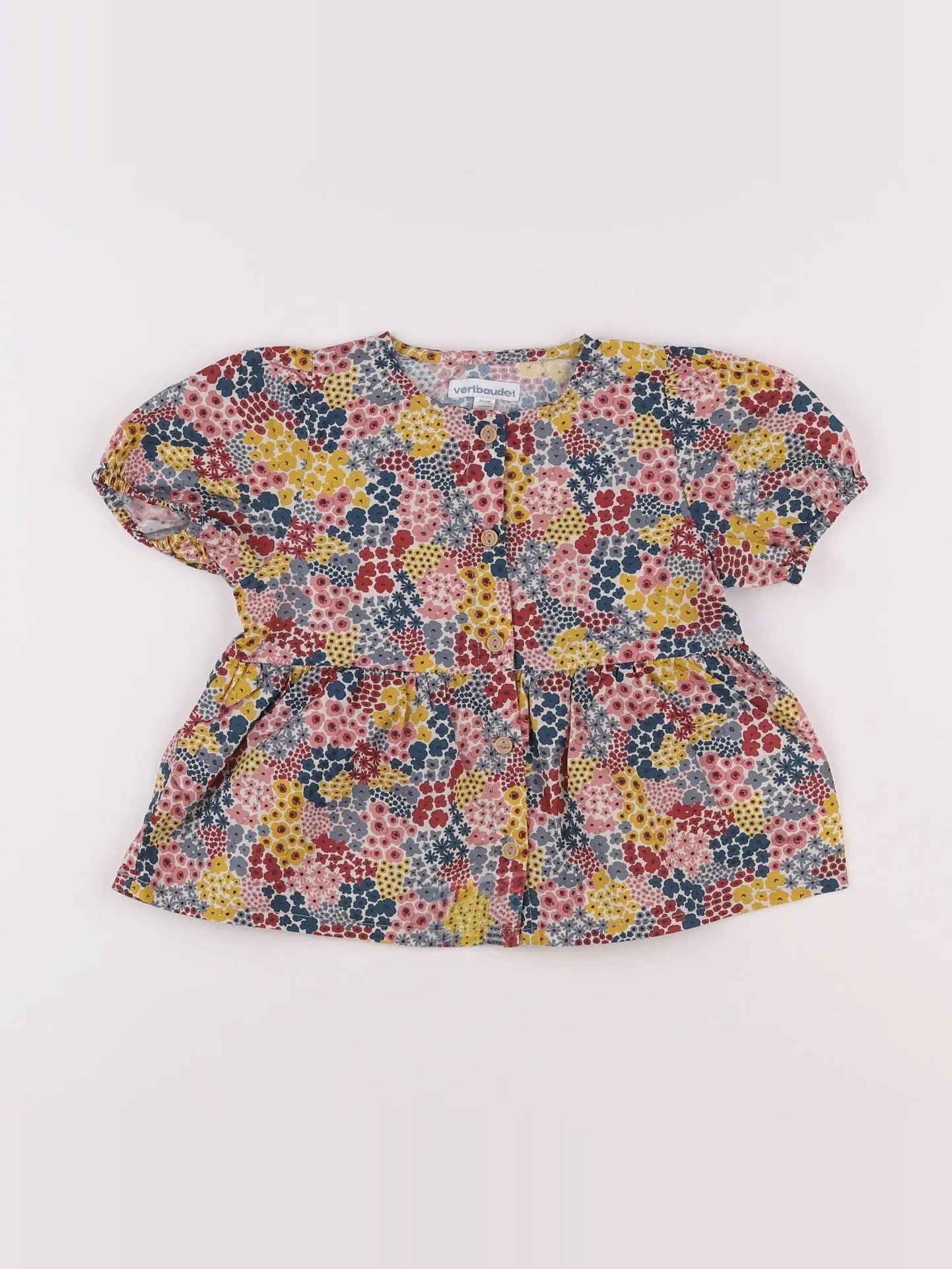 Vertbaudet - blouse jaune, rose - 2 ans
