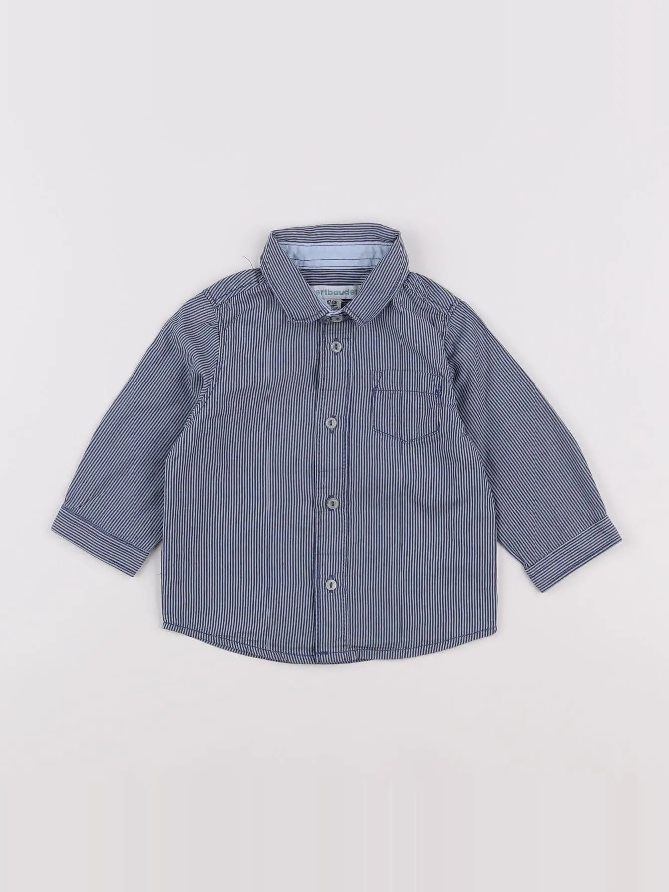 Vertbaudet - chemise blanc, bleu - 6 mois