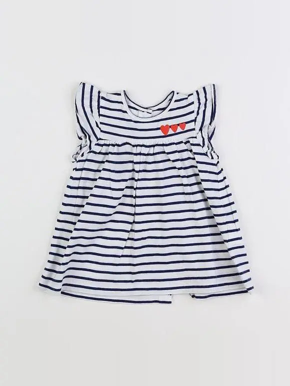 Vertbaudet - robe blanc, bleu - 6 mois