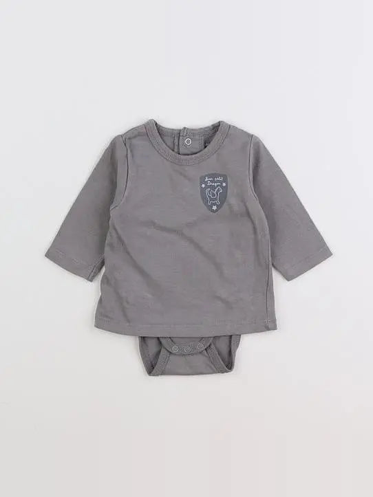 Vertbaudet - body tee-shirt gris - 1 mois