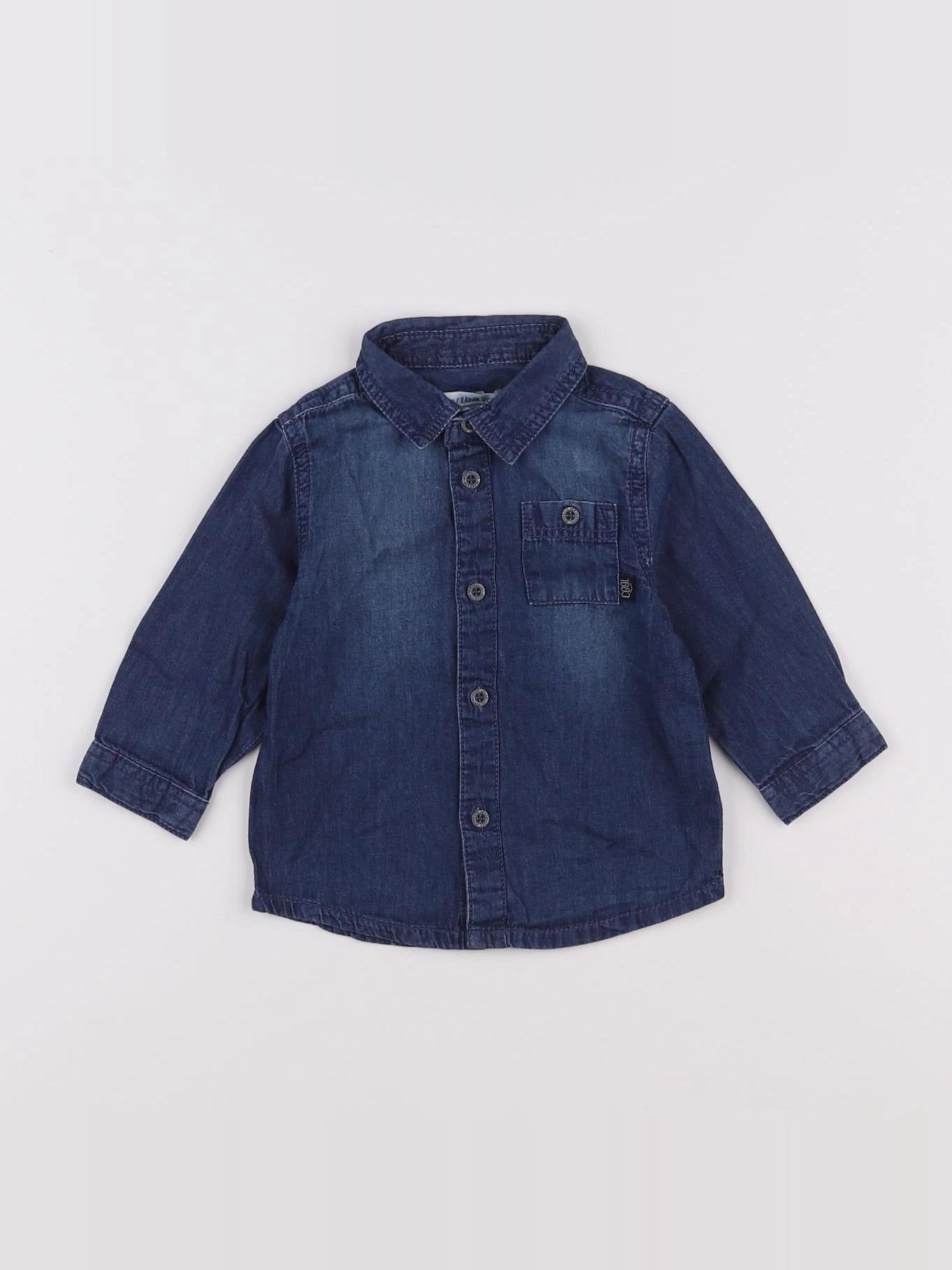 Vertbaudet - chemise bleu - 9 mois