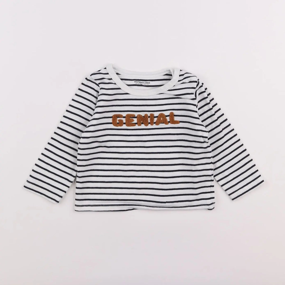 Vertbaudet - tee-shirt blanc, bleu - 12 mois
