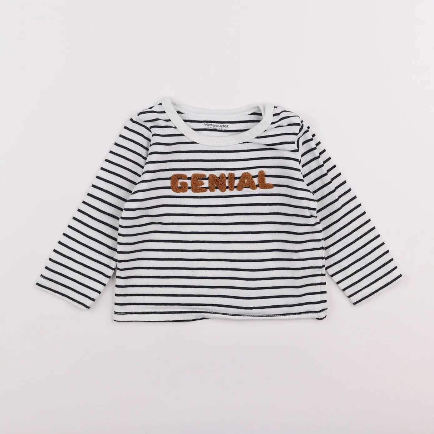 Vertbaudet - tee-shirt blanc, bleu - 12 mois