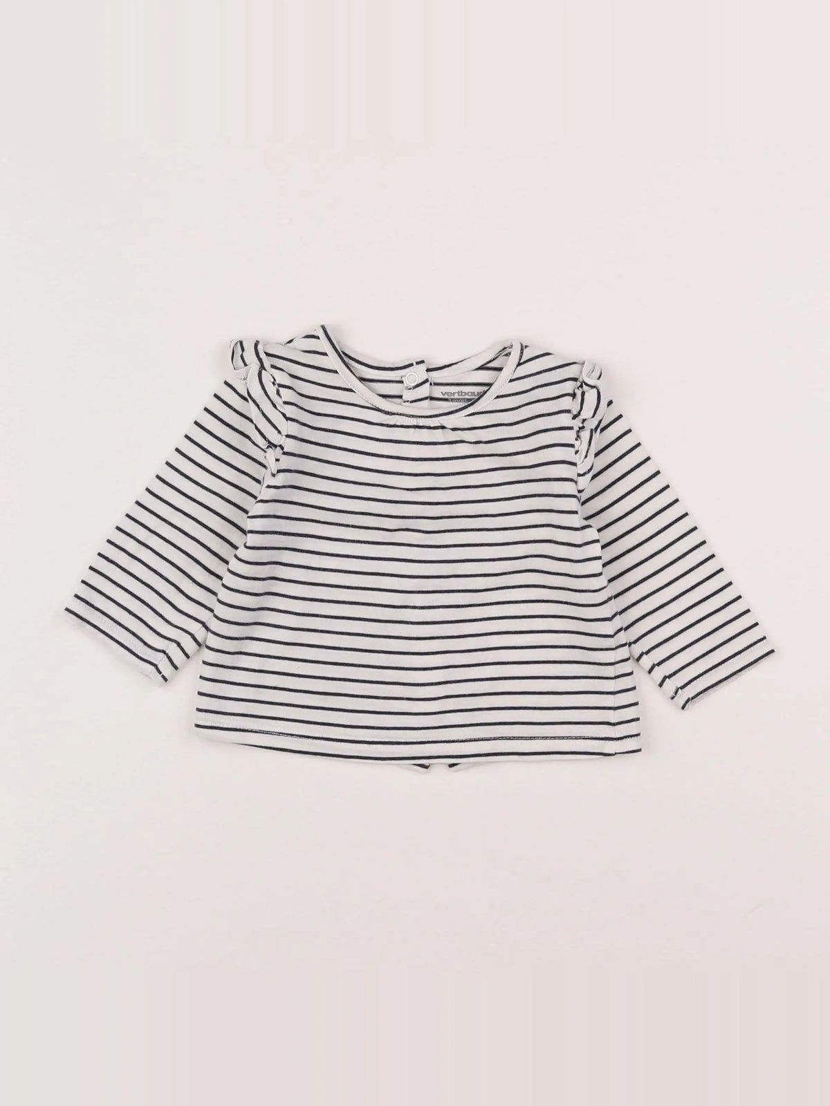 Vertbaudet - tee-shirt blanc, bleu - 3 mois