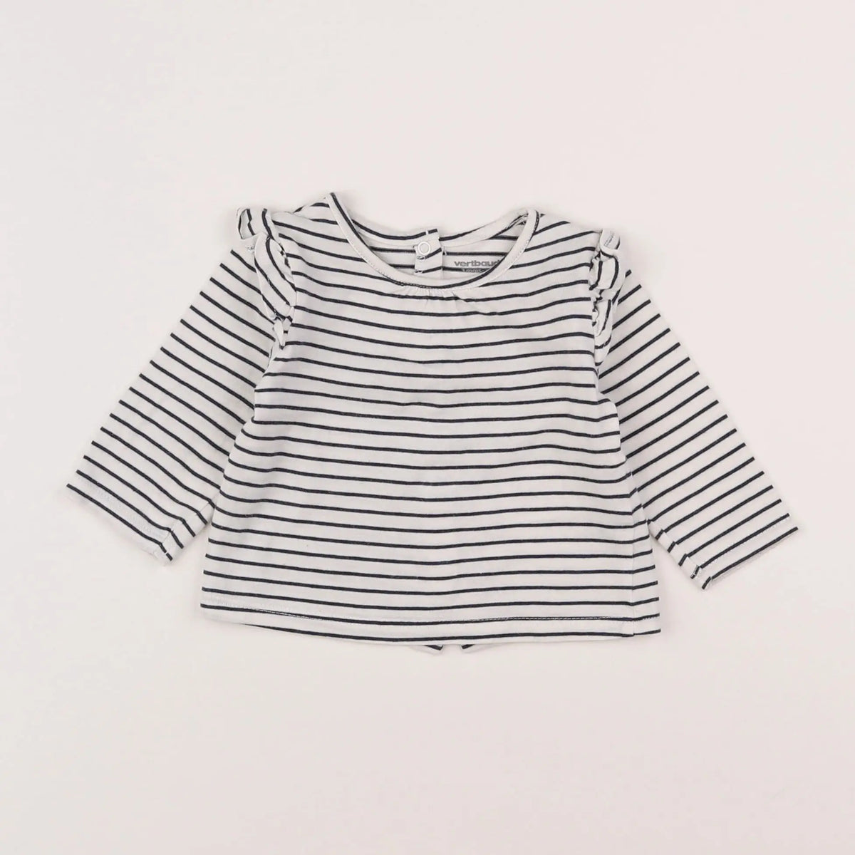 Vertbaudet - tee-shirt blanc, bleu - 3 mois