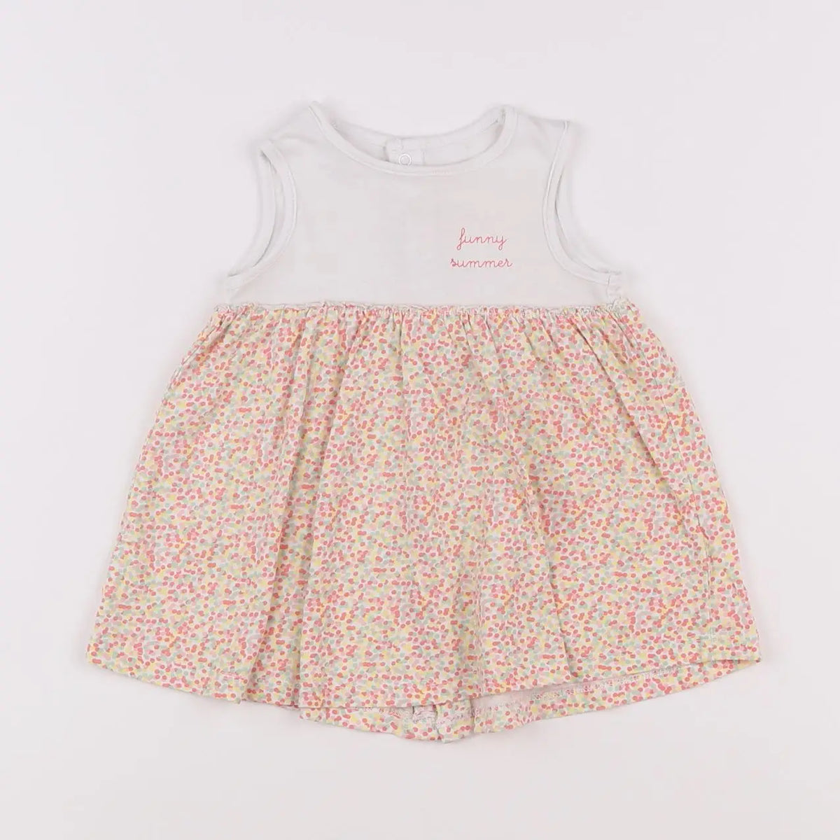 Vertbaudet - robe blanc, rose - 3 mois