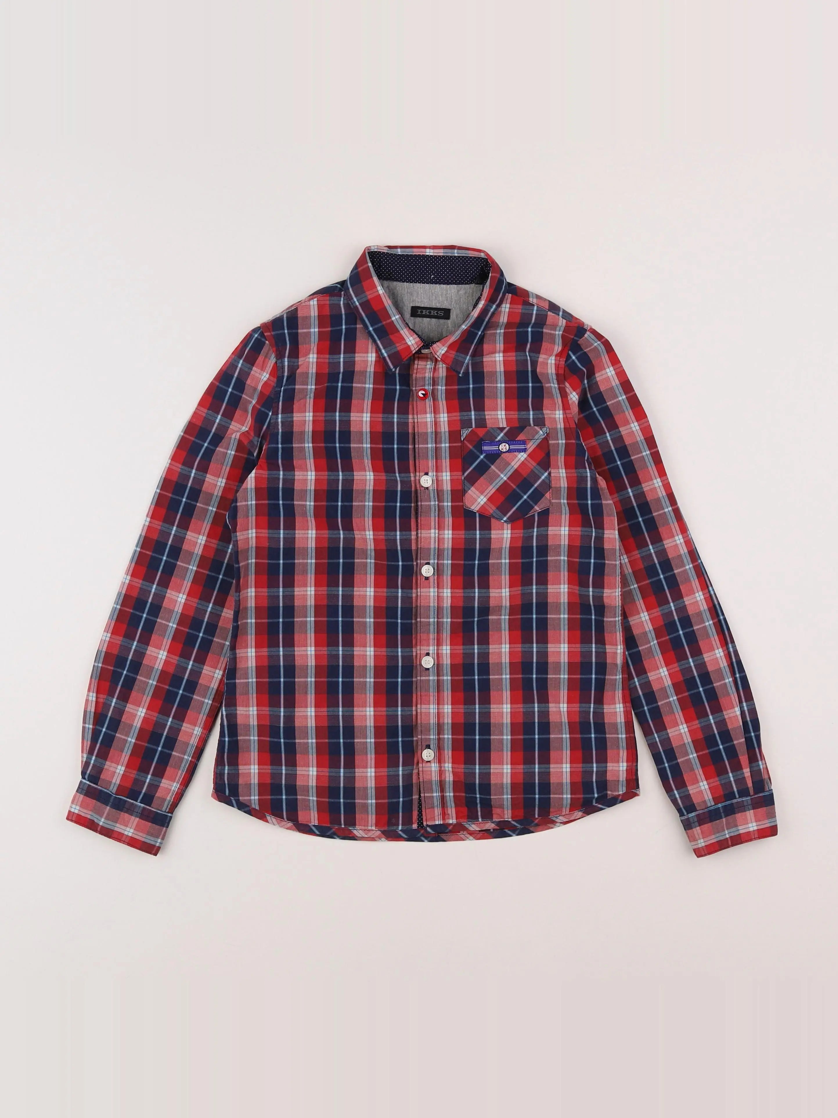 IKKS - chemise rouge, bleu - 8 ans