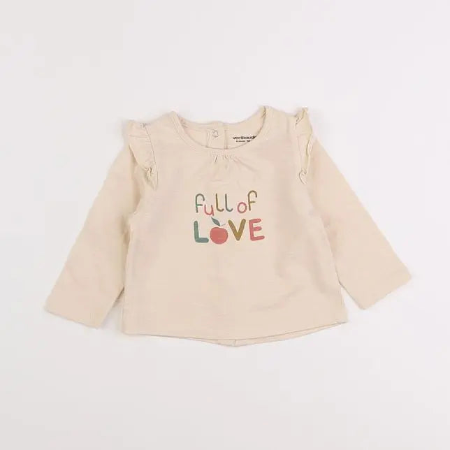 Vertbaudet - tee-shirt beige - 6 mois