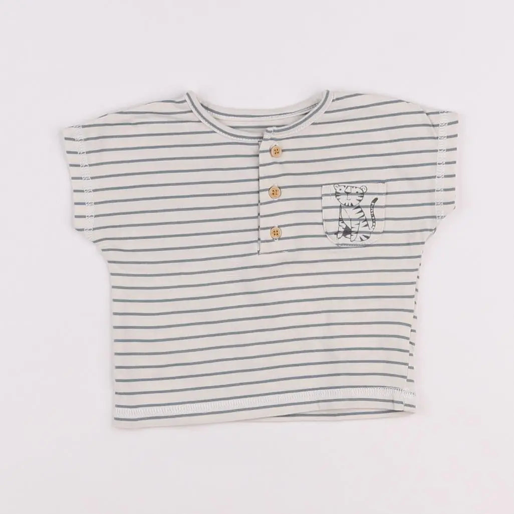 Vertbaudet - tee-shirt blanc, vert - 3 mois