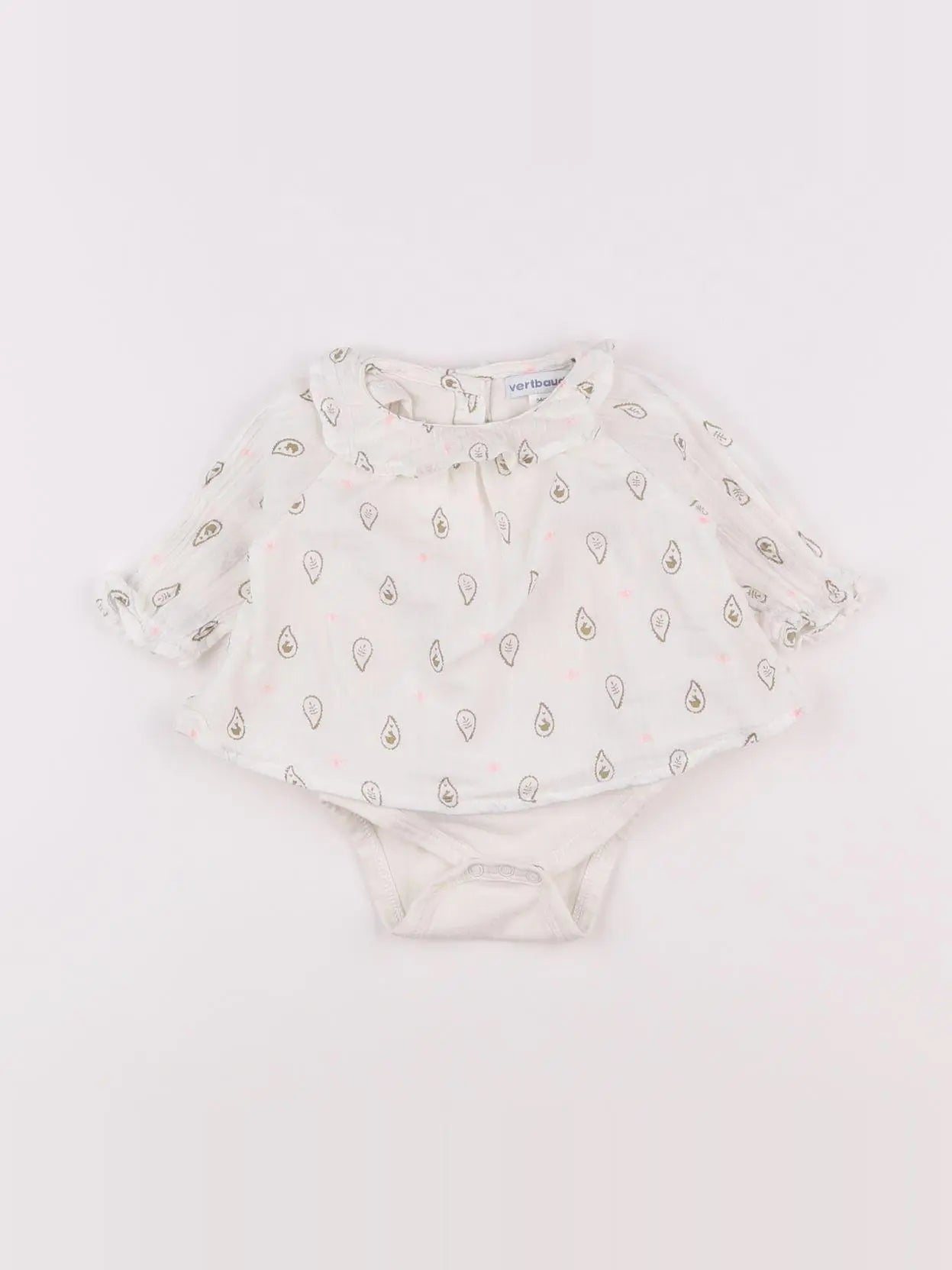 Vertbaudet - body blouse blanc - 1 mois