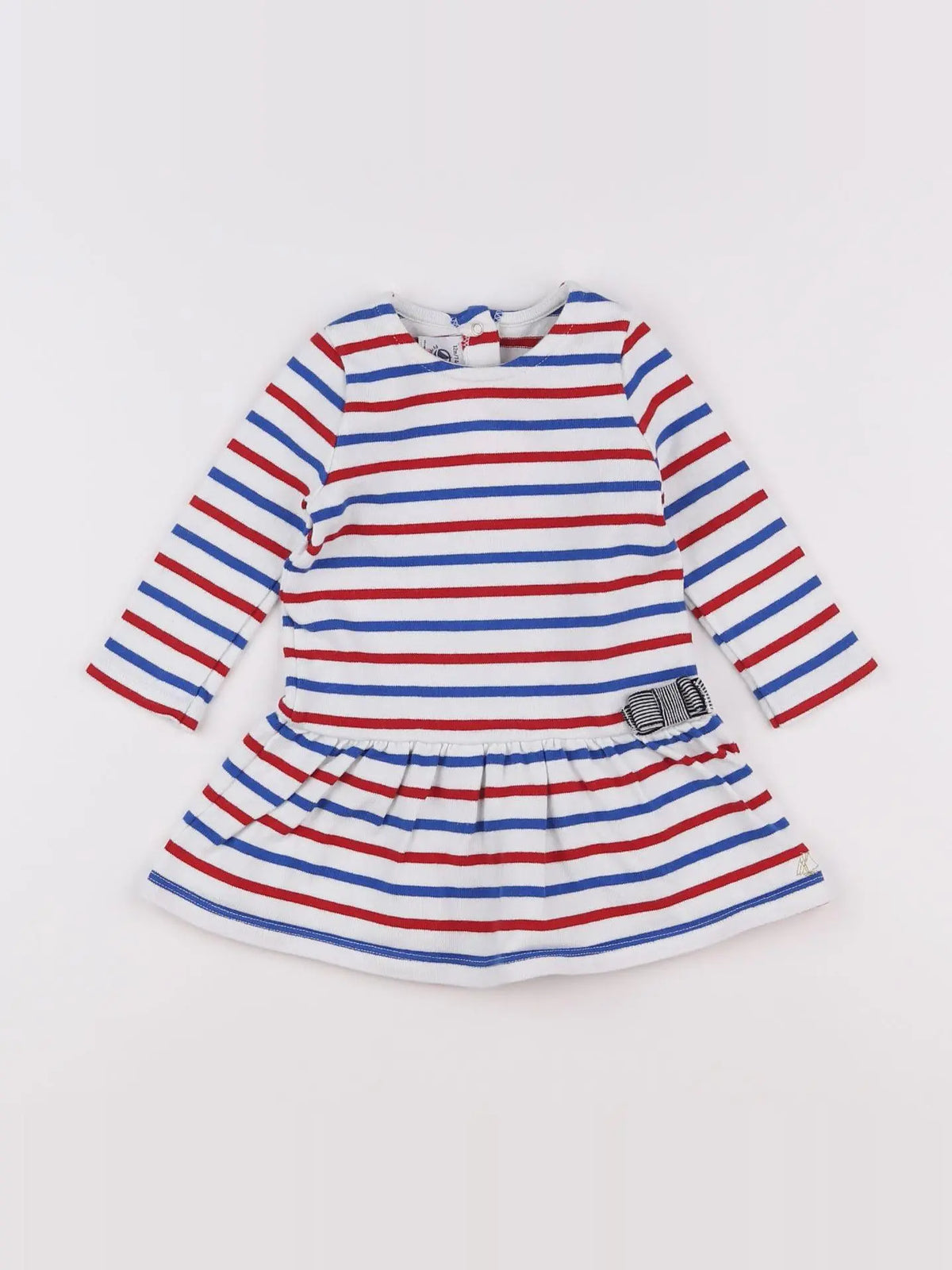 Petit Bateau - robe blanc, bleu, rouge - 12 mois