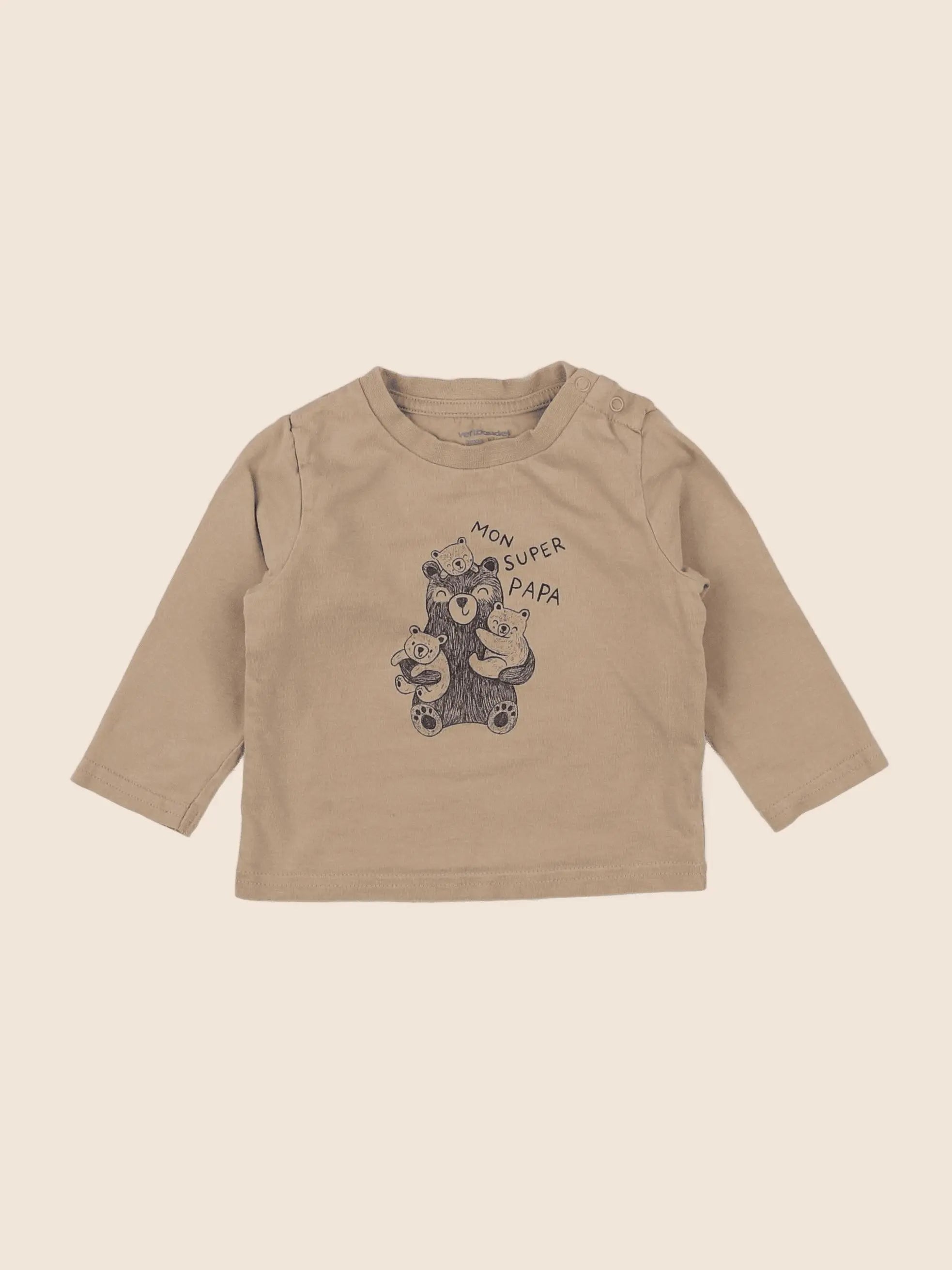 Vertbaudet - tee-shirt beige - 6 mois