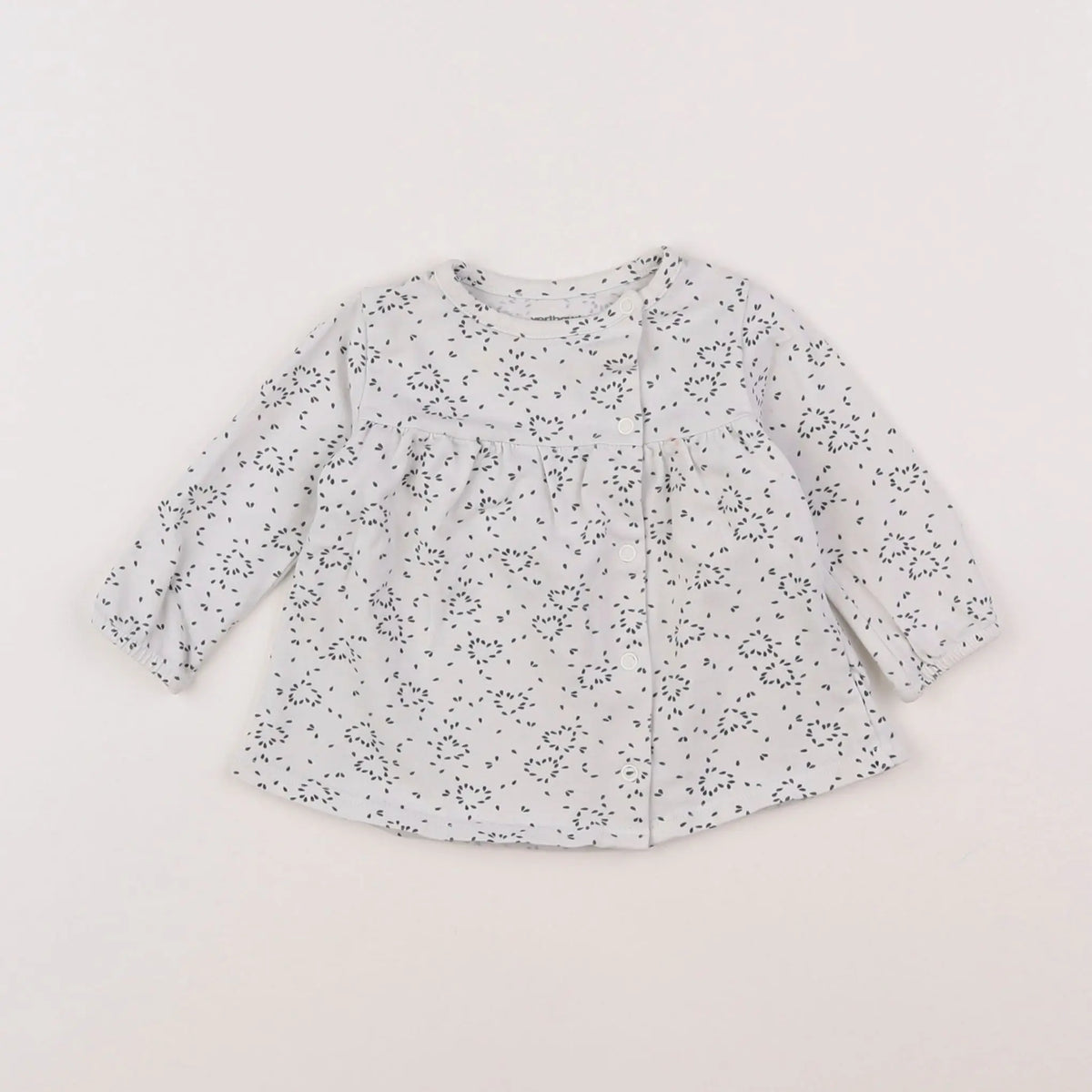 Vertbaudet - tee-shirt blanc, gris - 3 mois