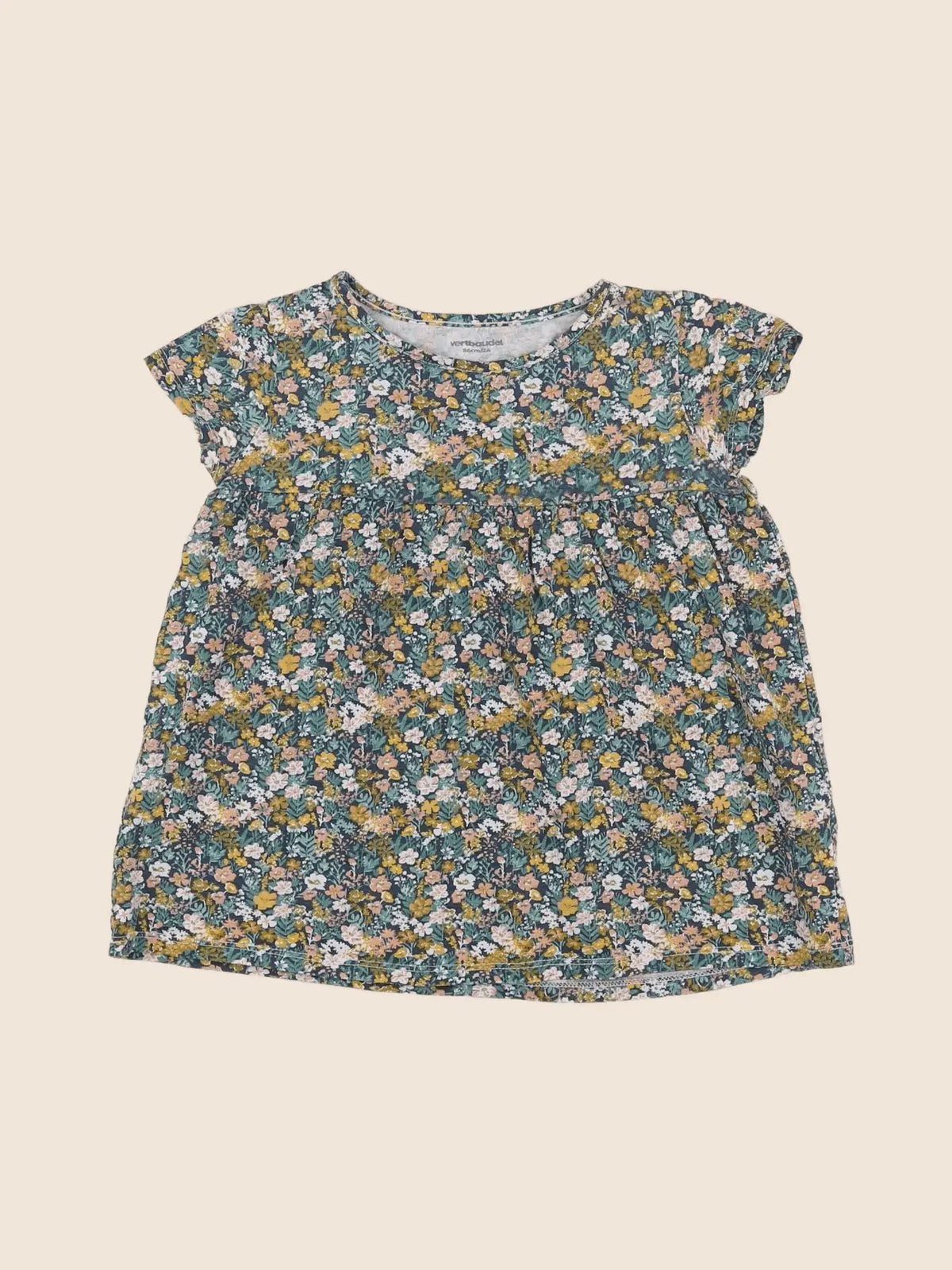 Vertbaudet - robe vert, jaune - 2 ans