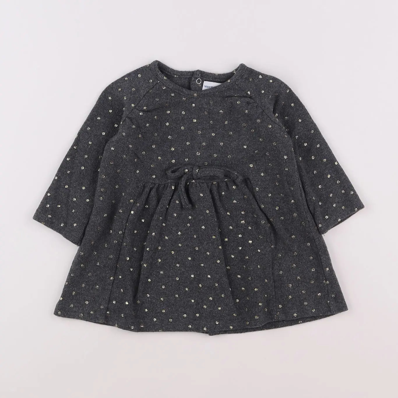 Vertbaudet - robe gris, or - 9 mois