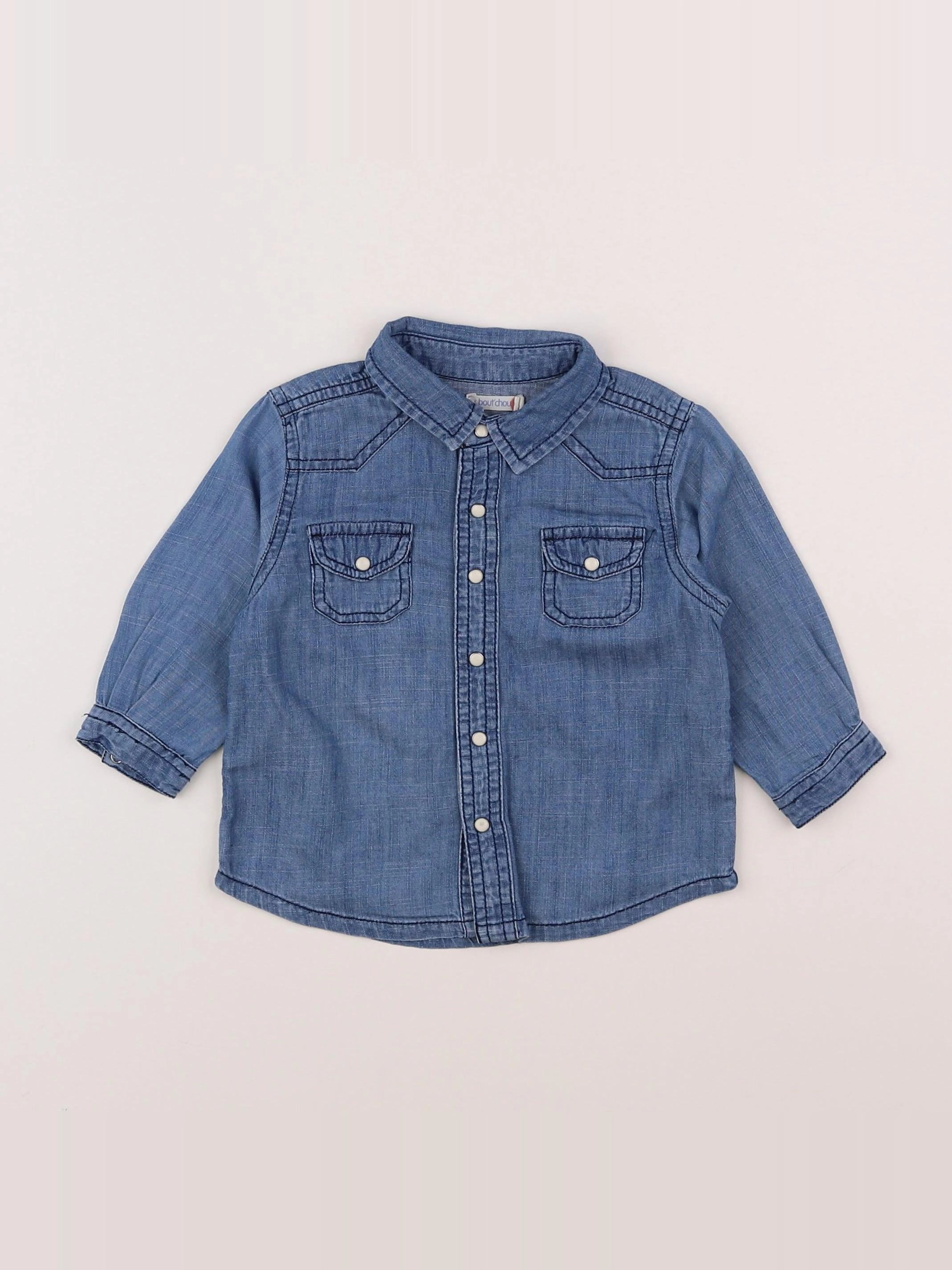 Boutchou - chemise bleu - 9 mois
