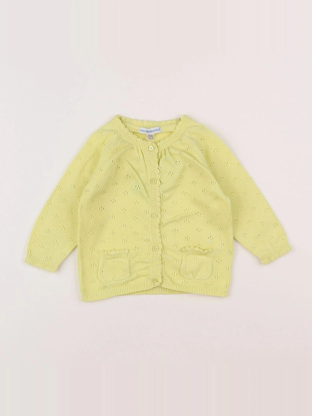 Vertbaudet - gilet jaune - 9 mois