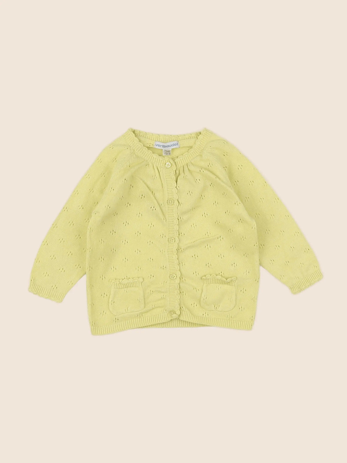 Vertbaudet - gilet jaune - 9 mois
