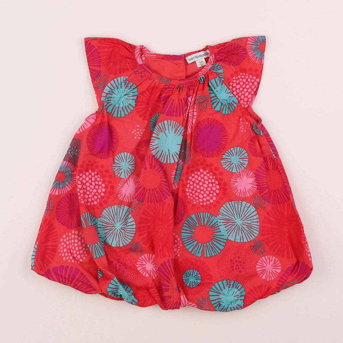 Vertbaudet - robe rose, bleu - 9 mois