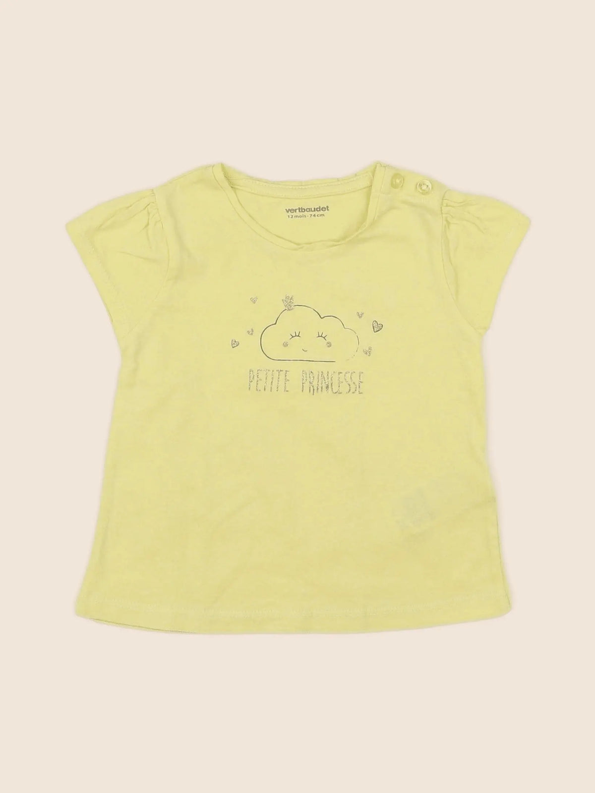 Vertbaudet - tee-shirt jaune - 12 mois