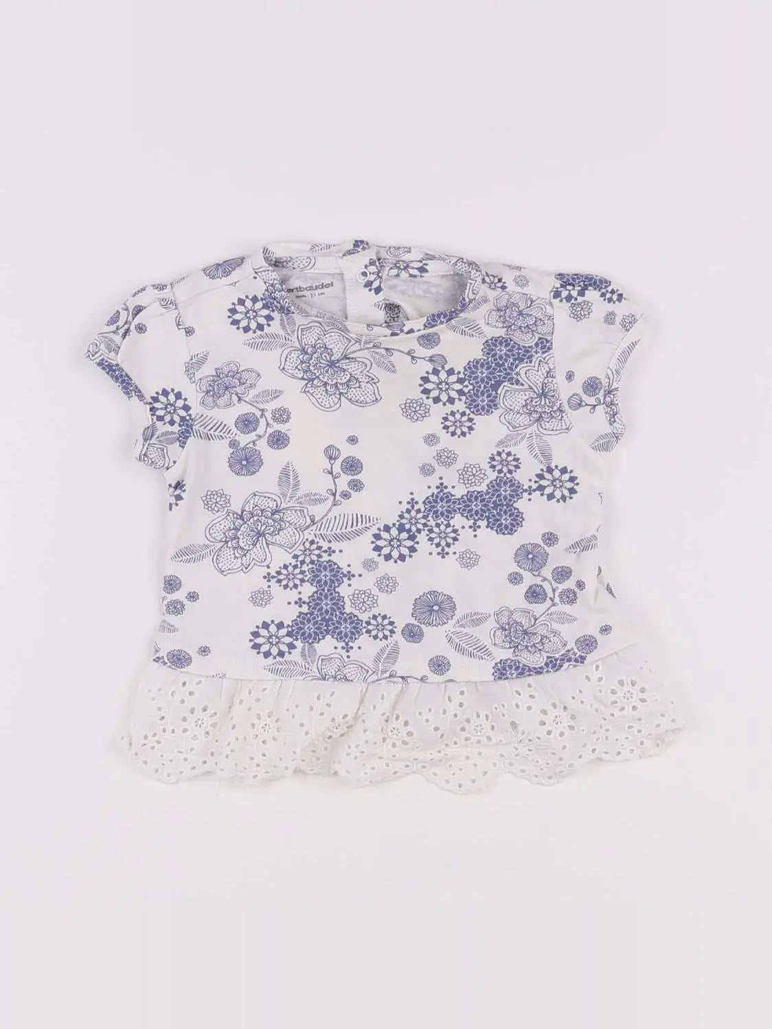 Vertbaudet - tee-shirt blanc, bleu - 9 mois