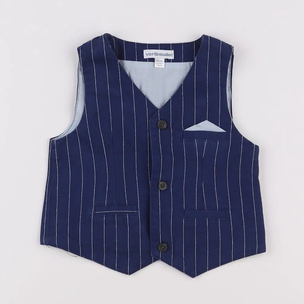 Vertbaudet - gilet bleu - 12 mois