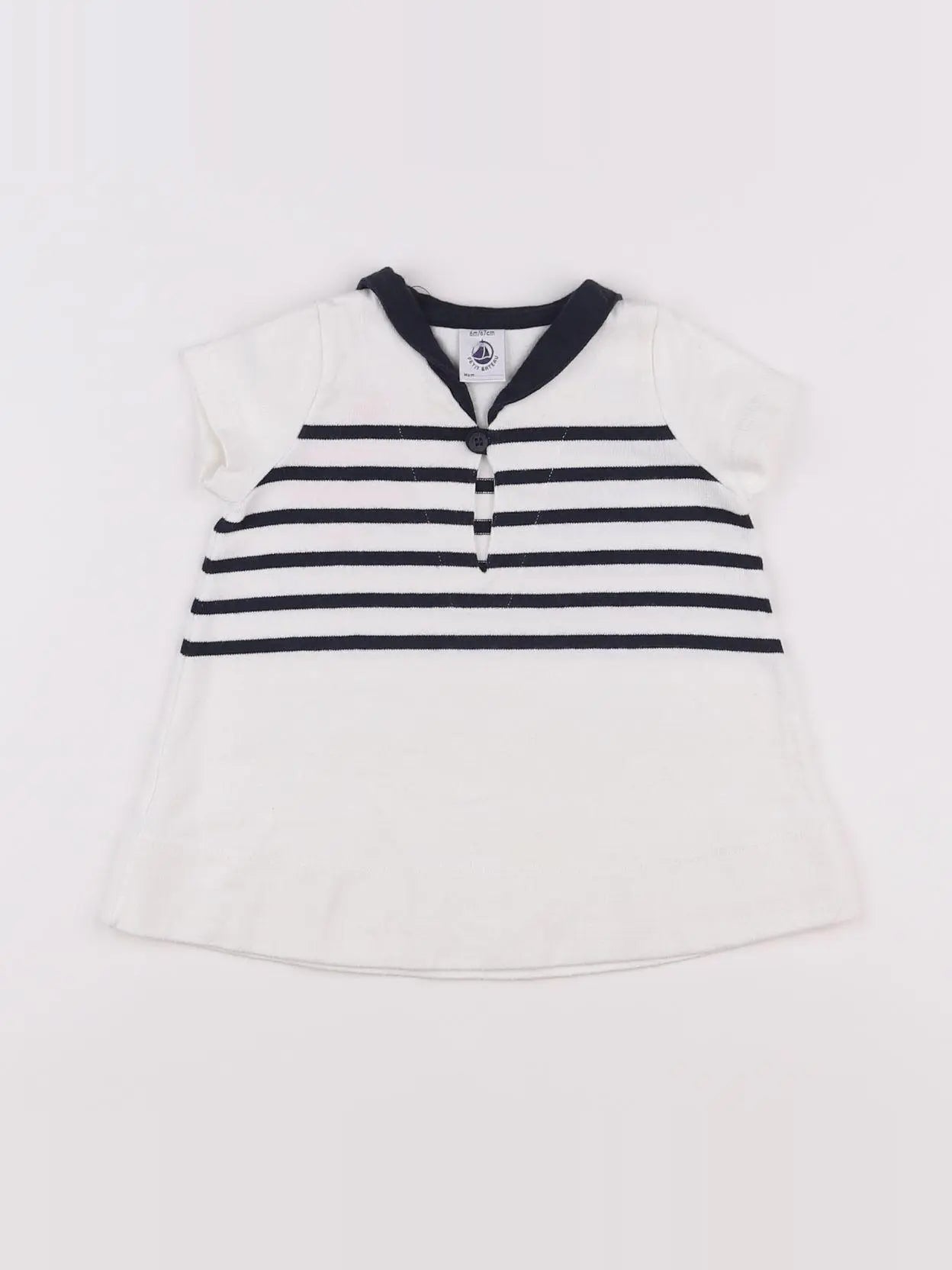 Petit Bateau - robe blanc, bleu - 6 mois