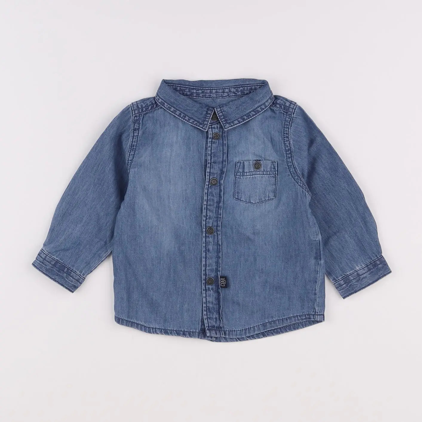 Vertbaudet - chemise bleu - 9 mois