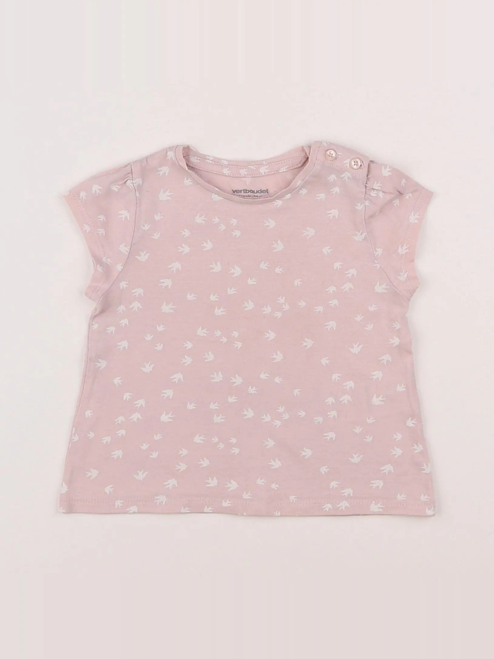 Vertbaudet - tee-shirt rose - 12 mois