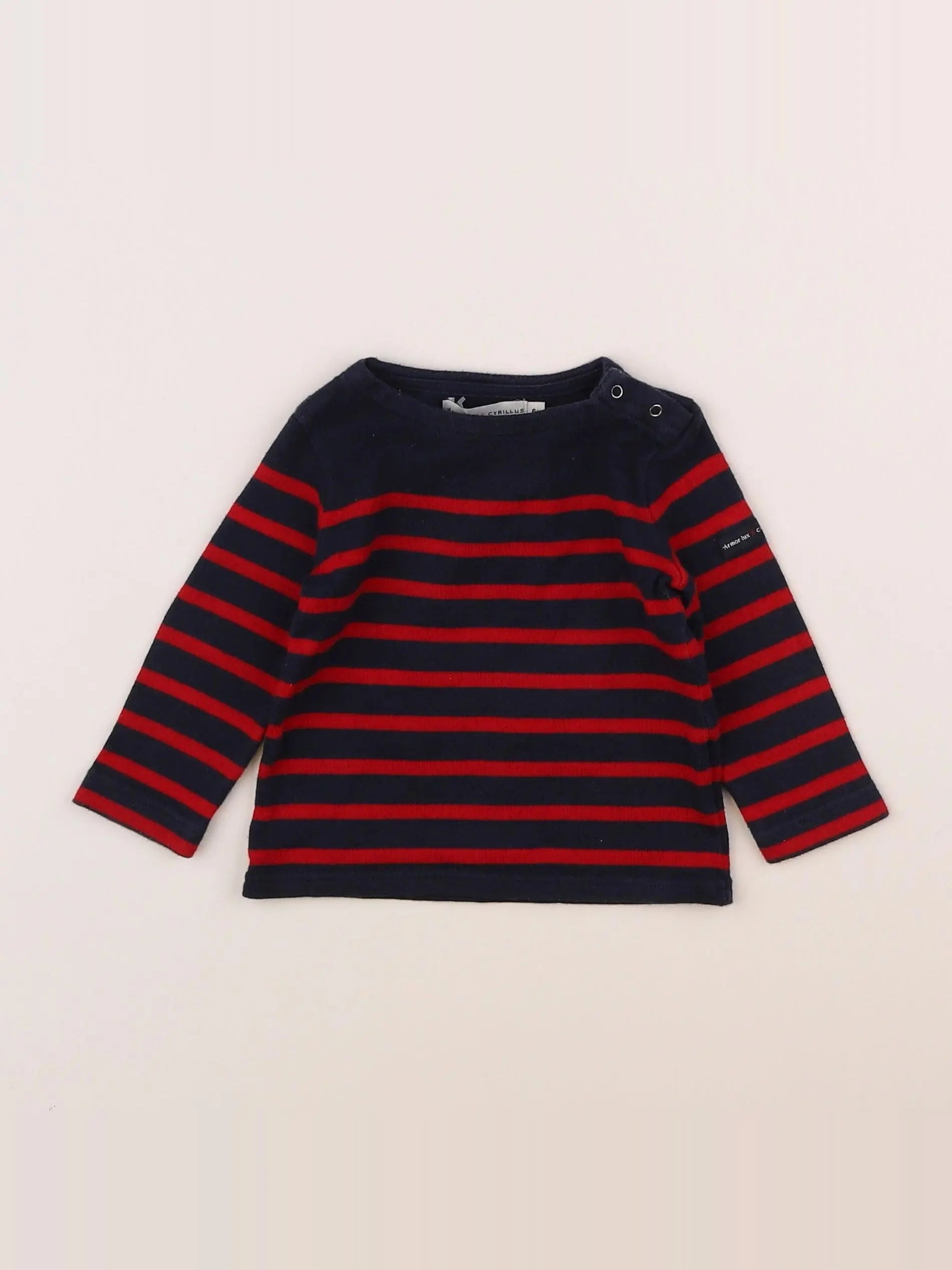 Cyrillus - tee-shirt bleu, rouge - 6 mois