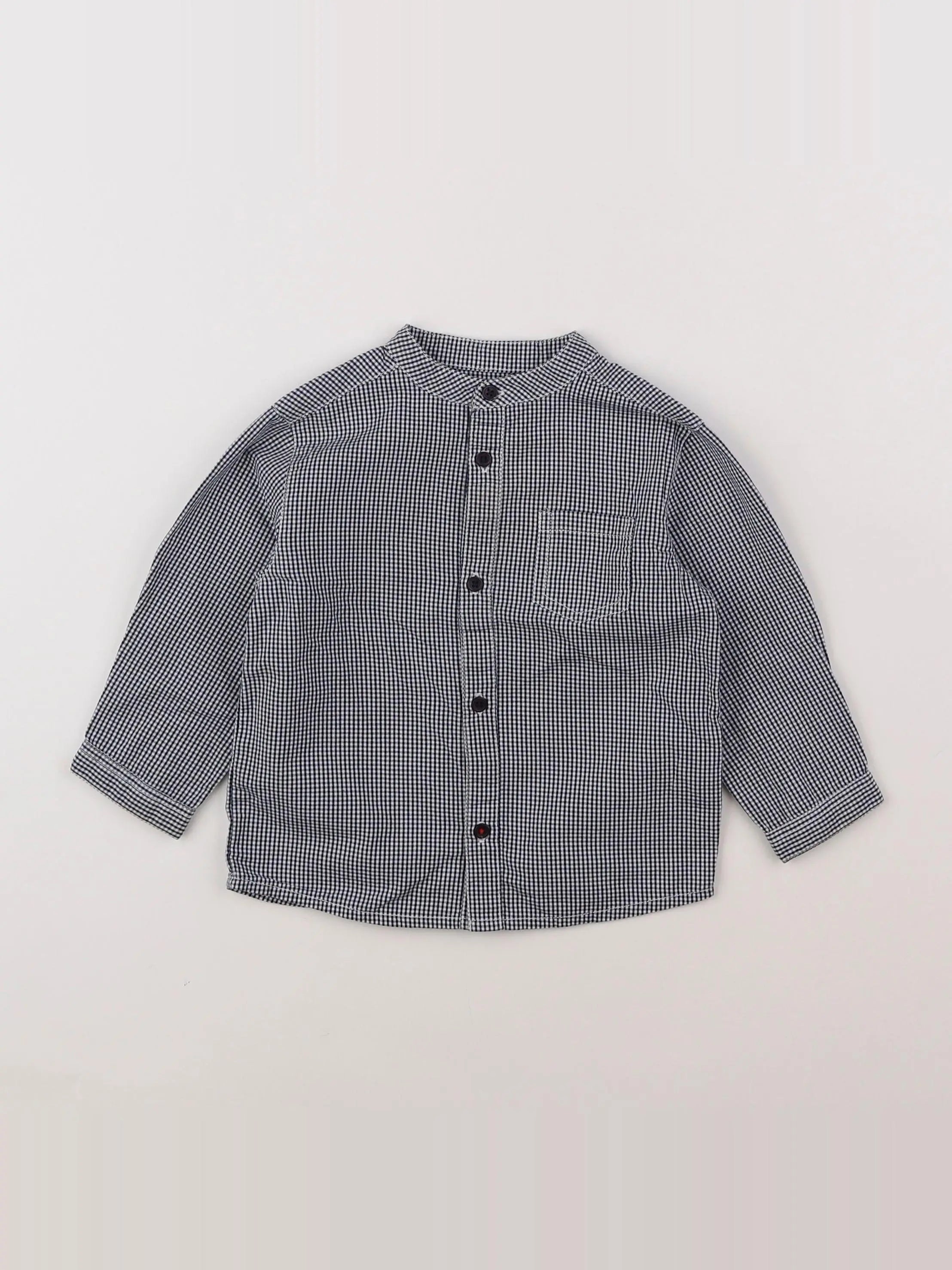 Boutchou - chemise blanc, bleu - 12 mois