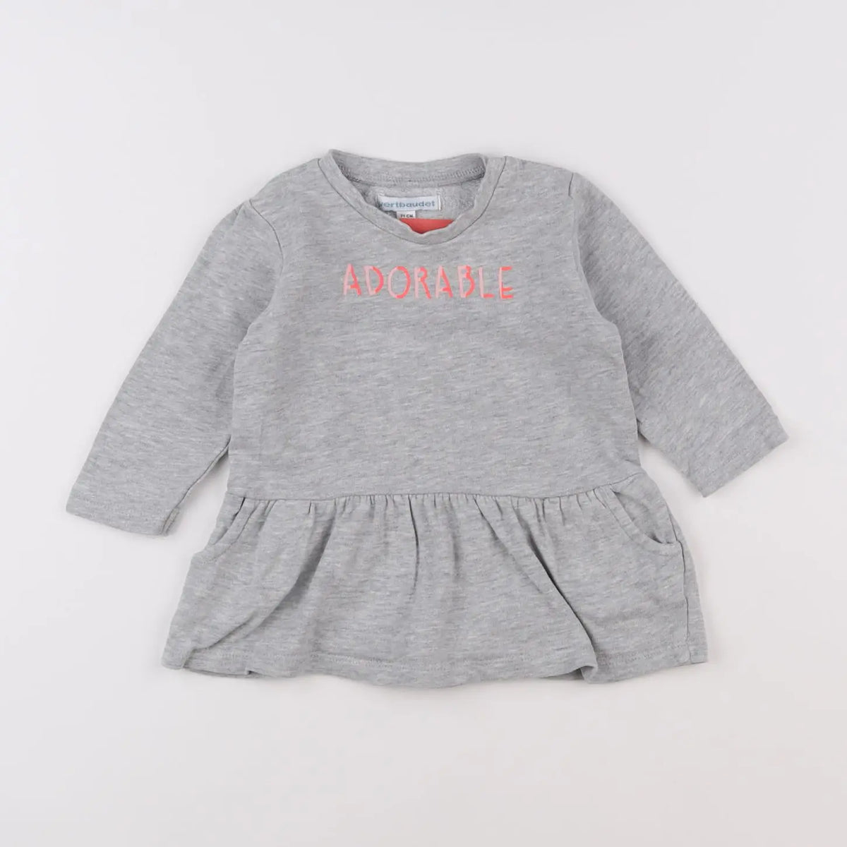 Vertbaudet - robe gris - 9 mois