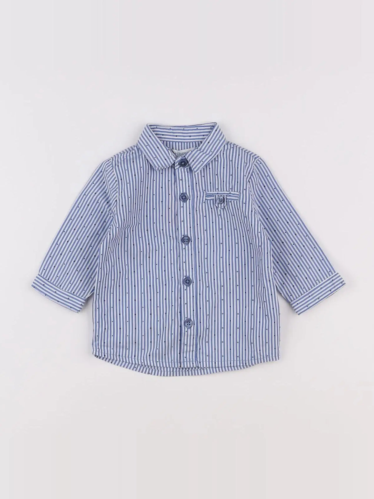 Vertbaudet - chemise bleu, blanc - 3 mois